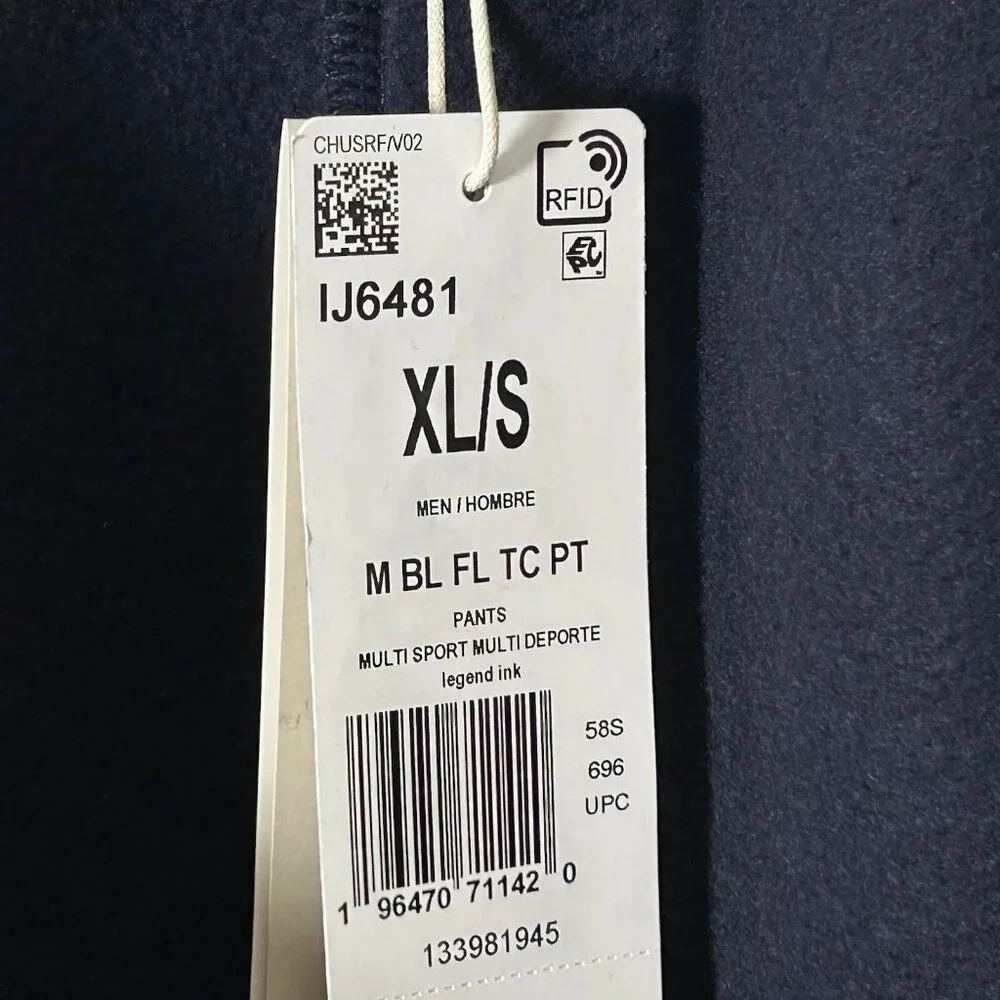 Adidas Men's‎ Fleece Jogger Pants Size XL (35X28) Navy Blue /White Tapered Leg